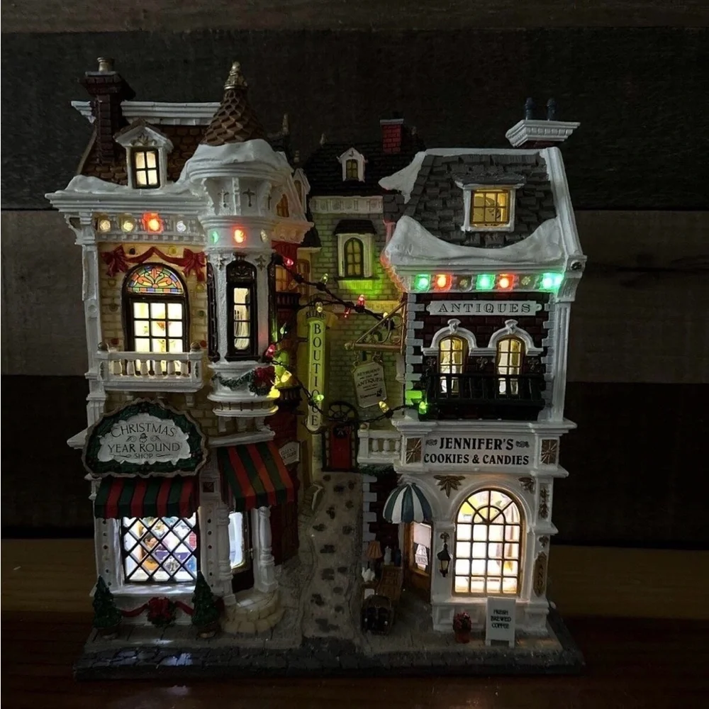 Lemax Essex Street Facade Village Shops Lighted Hanging Wall Setting 45094